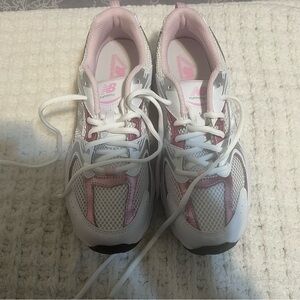 New Balance White and Pink Athletic Sneakers